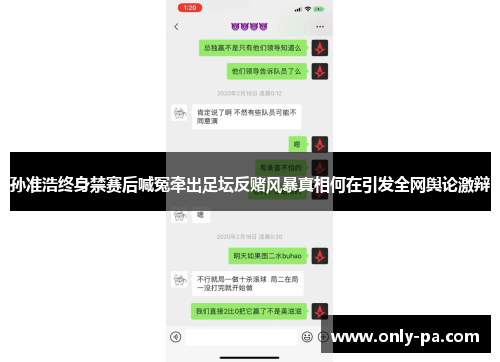 孙准浩终身禁赛后喊冤牵出足坛反赌风暴真相何在引发全网舆论激辩